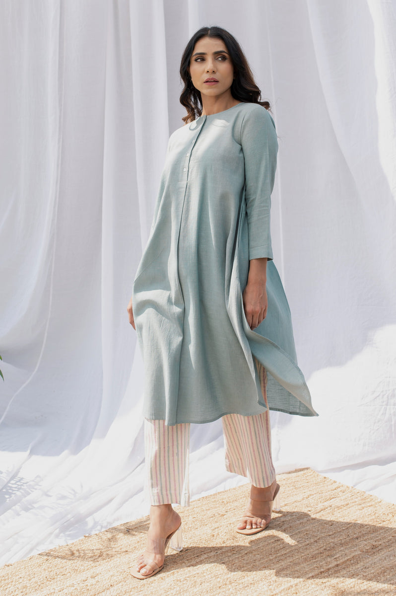 Pale Blue Kurta Pant set – Vintage Loom