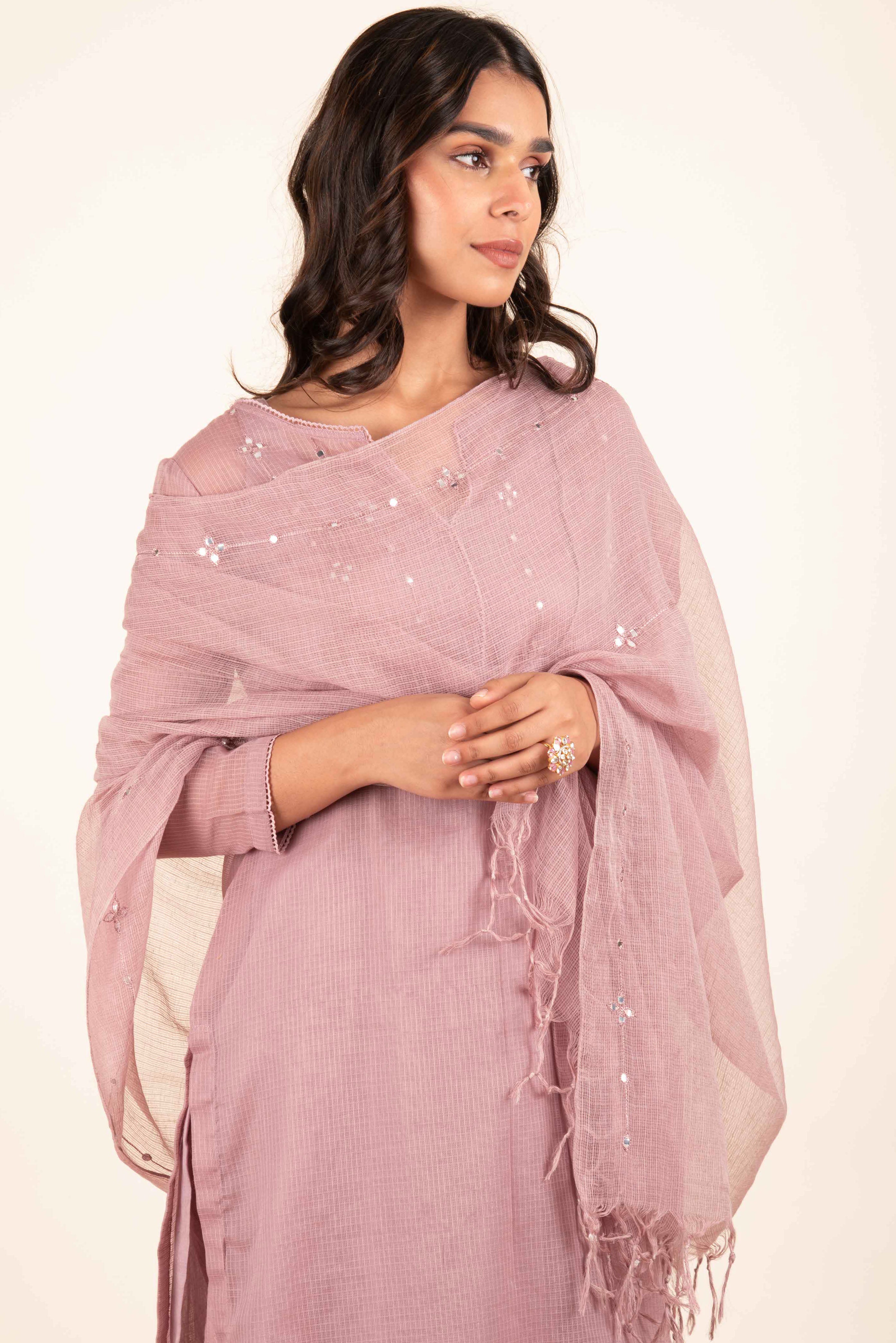 Noor Mauve Kota doria Suit Set – Vintage Loom